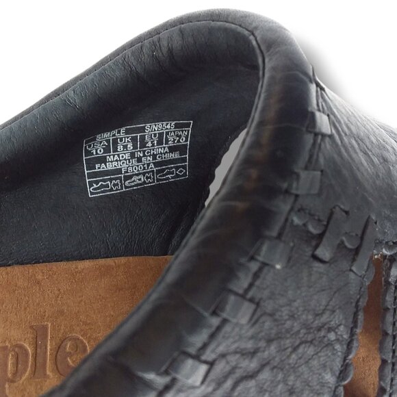 Simple Black Leather Fisherman Sandals Size 10 Slip On Open Heel Comfort main image 11